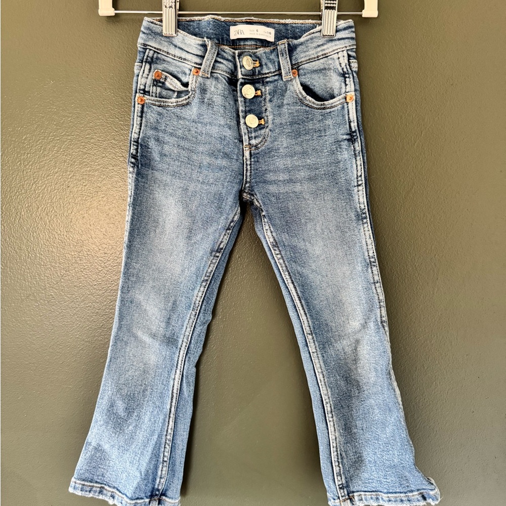 Zara  Girls' Button-Fly Flared Jeans